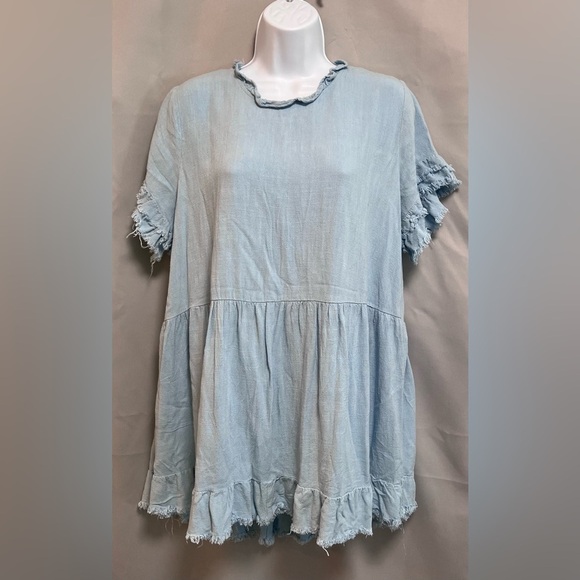 White Birch Dress Baby Blue Womens Size Small Boho Crew Neck‎ Short Sleeve - Picture 1 of 9